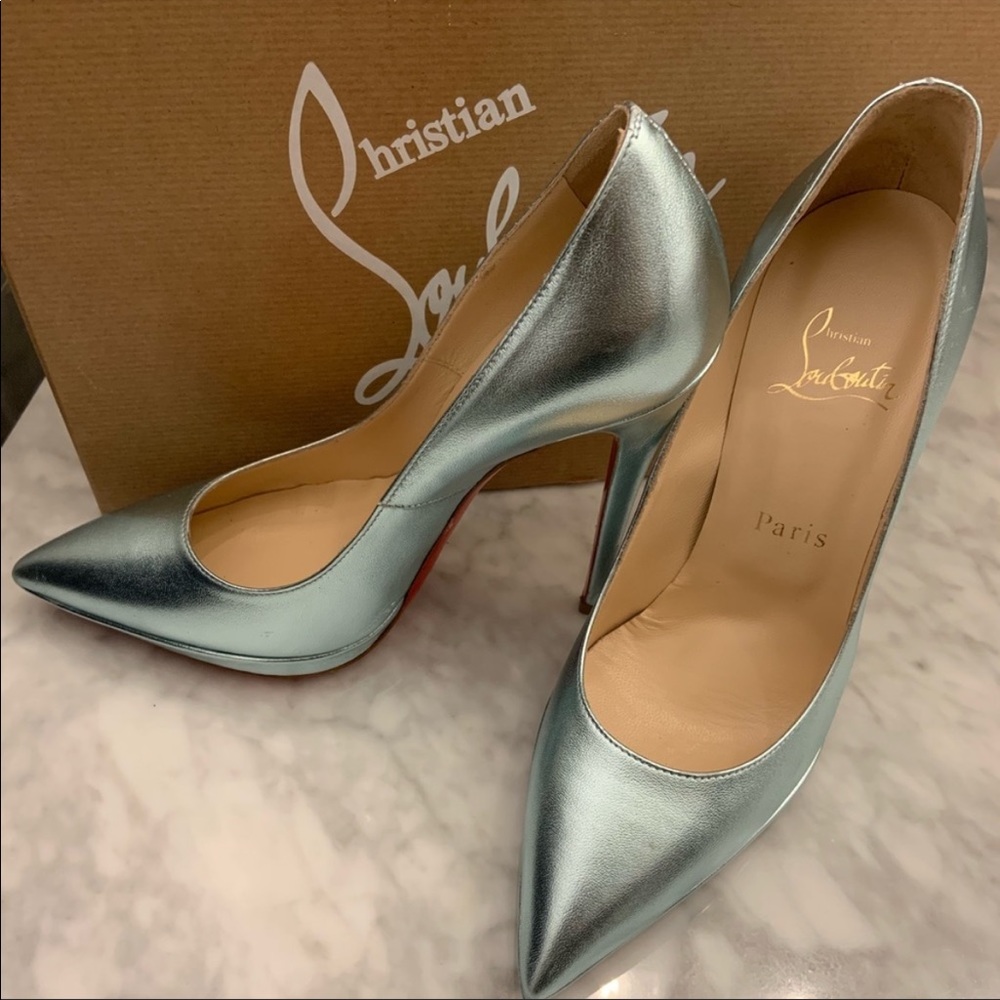 Christian Louboutin Pigalle Plato Metallic Heel 37